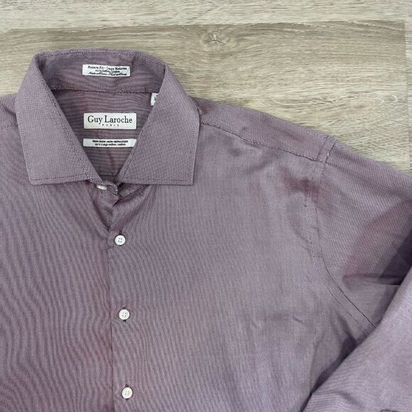 Guy Laroche Men's Long Sleeve Shirt Non Iron Light Purple 17 1/2 34/35 - Picture 3 of 10